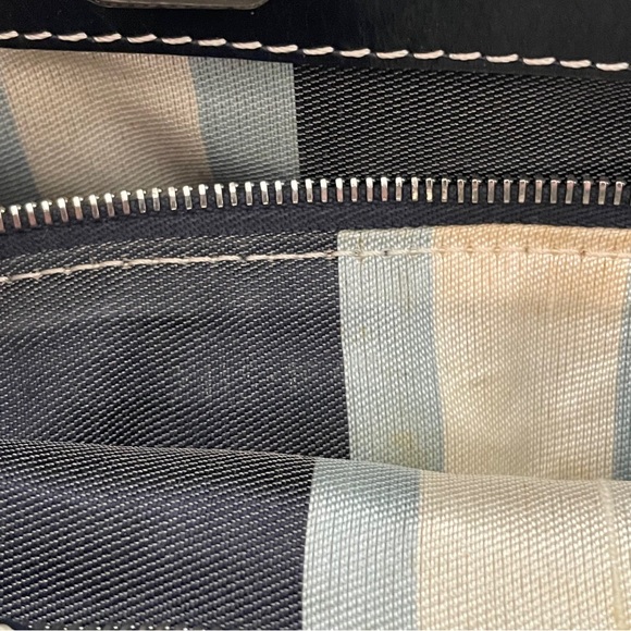 Fendi navy blue canvas and leather small tote bag minimalist - Picture 10 of 11